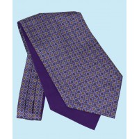 Silk Cravat with Neat Squares Design in Regal Purple