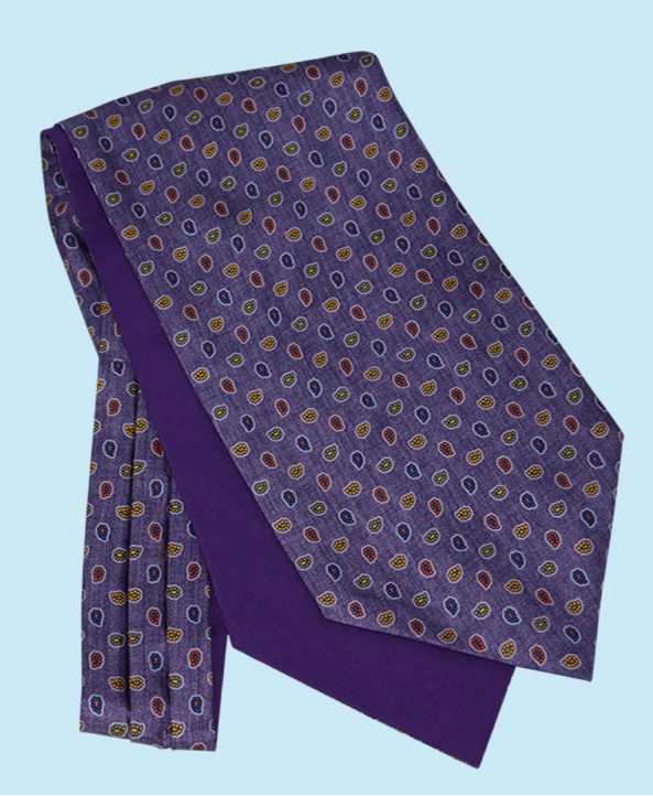 Silk Cravat with Paisley Design in Regal Purple