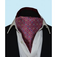 Silk Cravat with Paisley Design in Wine Red