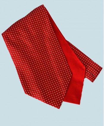 Fine Silk Spotted Cravat with Small White Spots on Warm Red