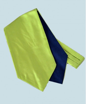 Fine Silk Spotted Cravat with Small Navy Spots on Light Green