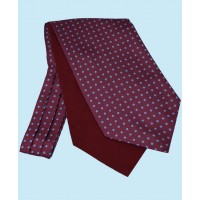 Silk Cravat in Wine Red with Sky Blue Spots
