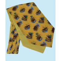 Wool and Cotton Cravat with Water Birds on a Golden Yellow Background