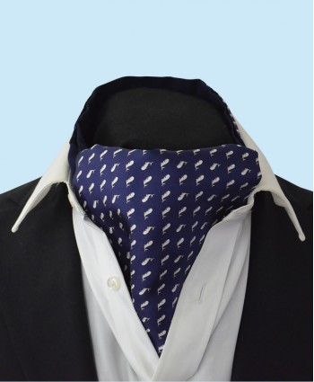 Silk Cravat in Navy with White Whales