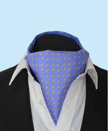Silk Cravat in Sky Blue with Yellow Whales