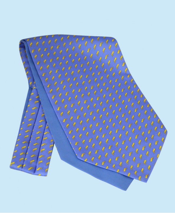 Silk Cravat in Sky Blue with Yellow Whales