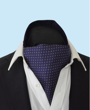Silk Cravat with Neat Gold Design on a Classic Navy Background