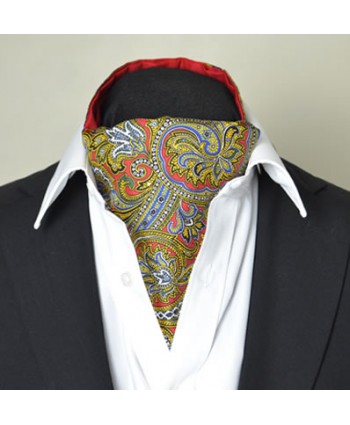 Fine Silk Magical Minstrel Paisley Pattern Cravat in Red