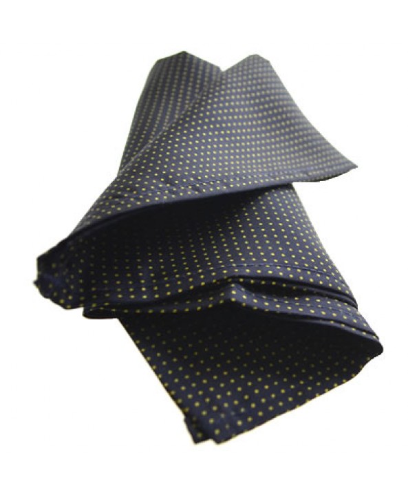 Fine Silk Spotted Hank with Yellow Pin Dots on Navy Blue