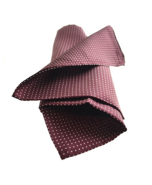 Fine Silk Spotted Hank with White Pin Dots on Wine Red